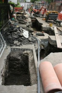 Excavations to lay the new pipes and monitoring chambers